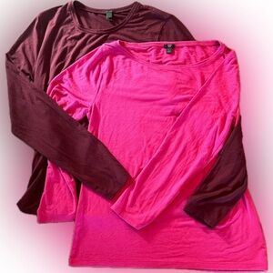 J.Crew Pink and Burgundy Long Sleeve Tops